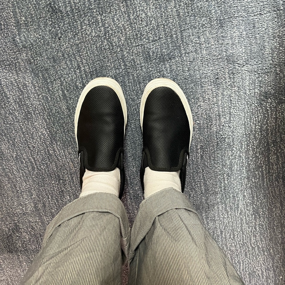 Black Slip-On Leather Vans - Picture 6 of 6